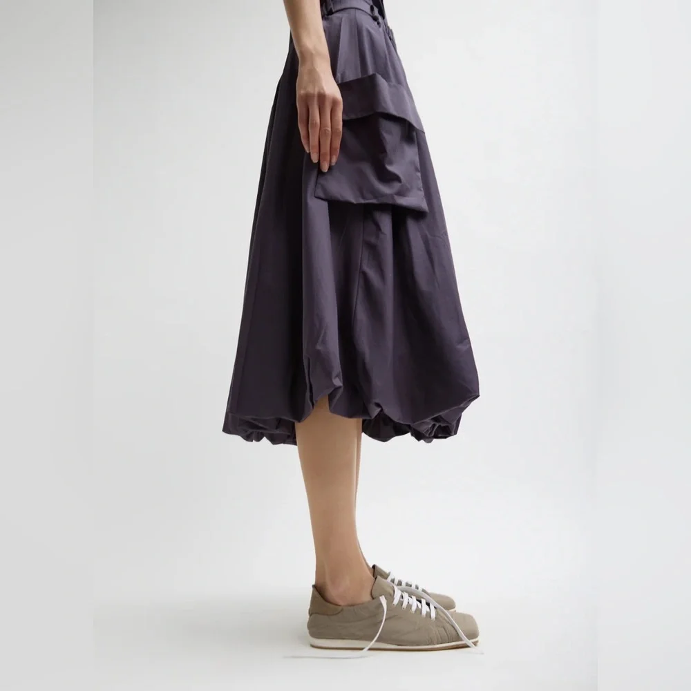 Tibi Deep Purple Full A-Line Skirt